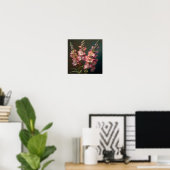 Pink Delphinium Blume Art Print Poster (Heimbüro)