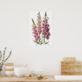 Pink Delphinium Blume Art Print Poster (Küche)