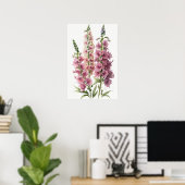 Pink Delphinium Blume Art Print Poster (Heimbüro)