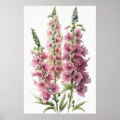 Pink Delphinium Blume Art Print Poster (Vorne)