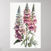 Pink Delphinium Blume Art Print Poster (Vorne)