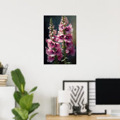 Pink Delphinium Blume Art Print Poster (Heimbüro)