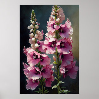 Pink Delphinium Blume Art Print Poster