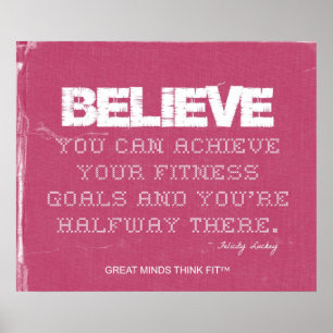 Pink Denim Fitness Zitat zu glauben Poster