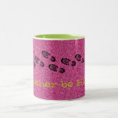 Pink Denim, ich WÜRDE JETZT Boots WANDERN. Zweifarbige Tasse (Mittel)