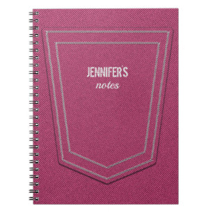 Pink Denim Jeans Textname Personalisiert Notizblock