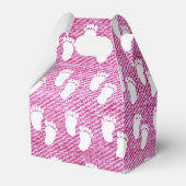 Pink Denim Print Baby Shooting Footprint Muster Geschenkschachtel (Rückseite)