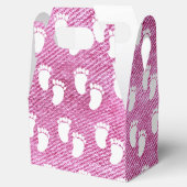 Pink Denim Print Baby Shooting Footprint Muster Geschenkschachtel (Geöffnet)