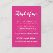 Pink denken Sie an mich Feier der Lebenskerze Platzkarte (Vorderseite)