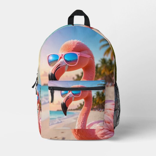 PINK DENKER Flamingo Rosa Bedruckter Rucksack (Vorderseite)