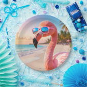 PINK DENKER Flamingo Rosa Pappteller (Party)