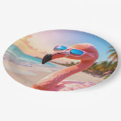 PINK DENKER Flamingo Rosa Pappteller (Schrägansicht)