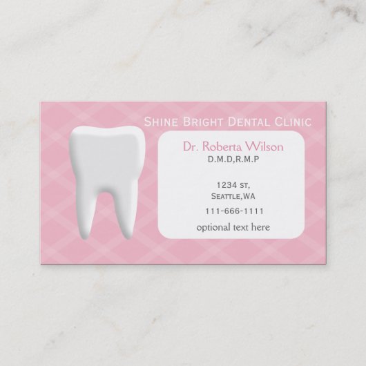 Pink Dental Visitenkarten mit Terminkarte (Vorderseite)