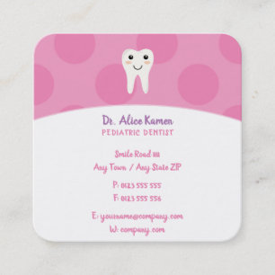 Pink Dentist für Kinder   Pädiatrische Zahnärzt Terminkarte