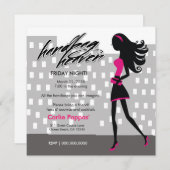 Pink der Stadt-311-Stylish des Mädchen-| Einladung (Vorne/Hinten)