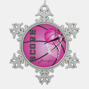 Pink   des Basketball-  personifiziert Schneeflocken Zinn-Ornament