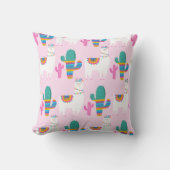 Pink Desert Llama und Cactus Pattern Kissen (Vorderseite)