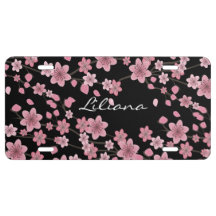 Pink Detailed Cherry Blossom Tree Black