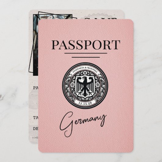 Pink Deutschland Pass Save the Date (Vorne/Hinten)