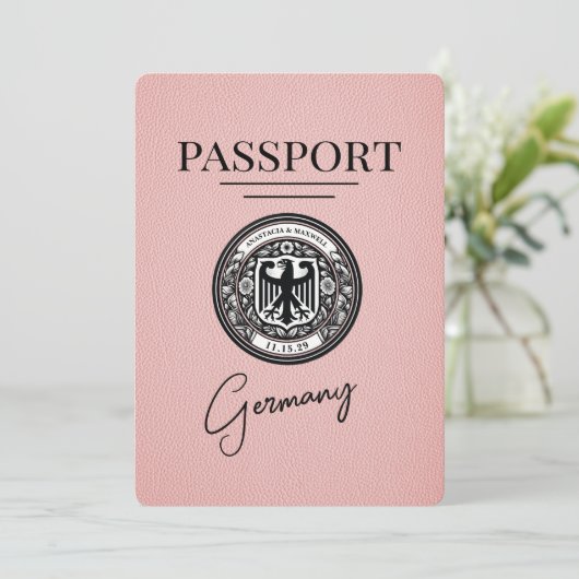 Pink Deutschland Pass Save the Date (Stehend Vorderseite)