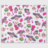 Pink Dia De Los Muertos Niedliches Funny Skulls Mu Geschenkpapier (Flach)