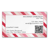 Pink Diagonal Candy Stripe QR Code Magnetische Visitenkarte (Vorderseite)