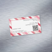 Pink Diagonal Candy Stripe QR Code Magnetische Visitenkarte (Beispiel)