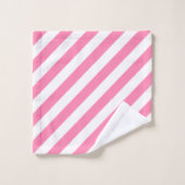 Pink Diagonal Streifen Badetuch Set (Waschlappen)