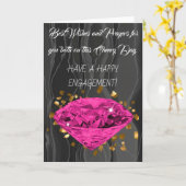 Pink Diamond auf Gold Confetti Verlobung Glückwuns Karte (Gelbe Blume)