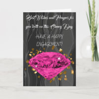 Pink Diamond auf Gold Confetti Verlobung Glückwuns
