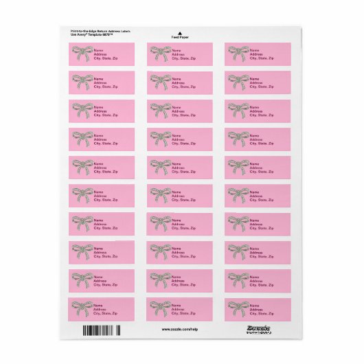 Pink Diamond Bow Hochzeitsadressen Labels (Vorne)