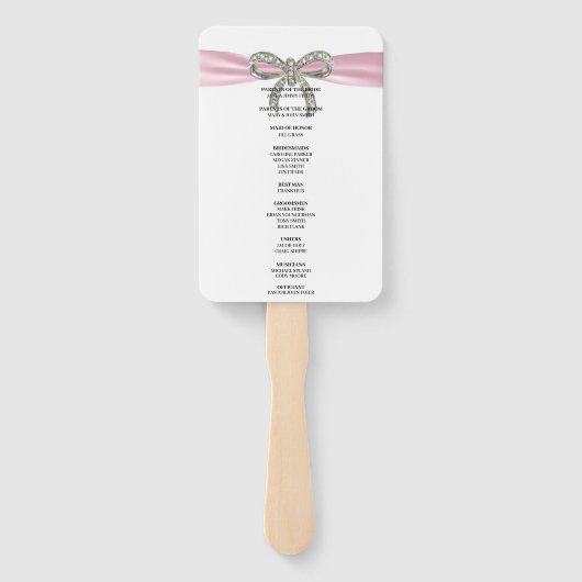 Pink Diamond Bow Wedding Program Fächer (Rückseite)