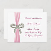 Pink Diamond Bow Wedding Reception Card Einladung (Vorne/Hinten)
