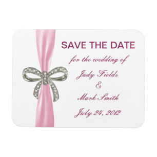Pink Diamond Bow Wedding speichern das Date Magnet