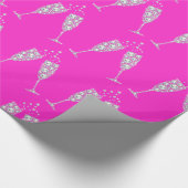 Pink Diamond Champagne Glass BIRTHDAY WEDY Geschenkpapier (Ecke)