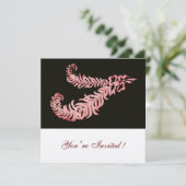 PINK DIAMOND FEATHERS, Silver Metallic Einladung (Stehend Vorderseite)