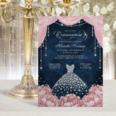 Pink Diamond Floral Quinceanera Invitation Einladung
