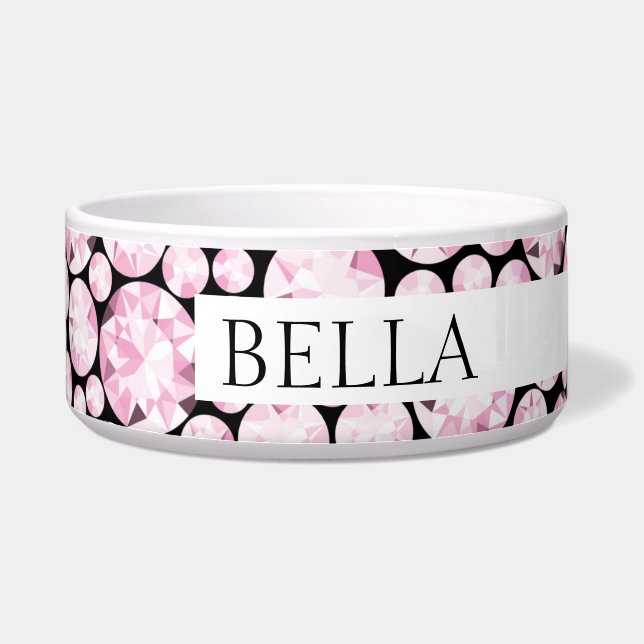 Pink Diamond Funkelnd Edelsteine Glam Dog Napf (Rechts)