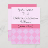 Pink Diamond Geburtstag Einladung (Vorne/Hinten)