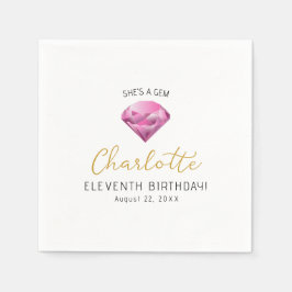 Pink Diamond Gem Birthday Paper Napkins Serviette