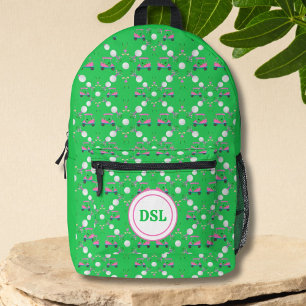 Pink Diamond Golf Floral Designs Monogramm Bedruckter Rucksack