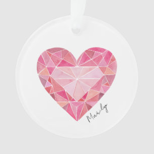 Pink Diamond Heart Gem Chic NAME Liebe HINWEIS Ornament