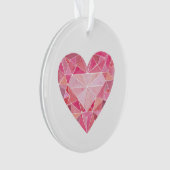 Pink Diamond Heart Gem Glam Chic Liebe Hinweis Ornament (Vorderseite)