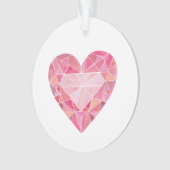 Pink Diamond Heart Gem Glam Chic Liebe Hinweis Ornament (Vorderseite)