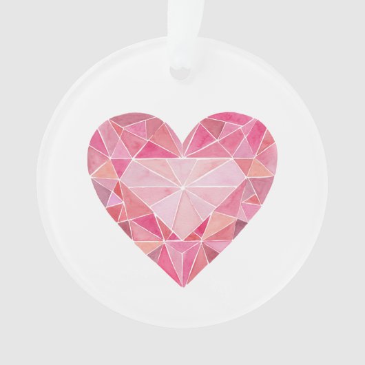 Pink Diamond Heart Gem Glam Chic Liebe Hinweis Ornament (Vorderseite)