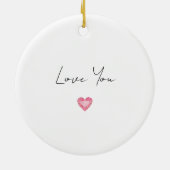 Pink Diamond Heart Gem LIEBE YOU Artisan Keramik Ornament (Hinten)