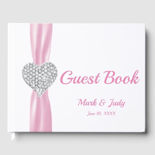 Pink Diamond Heart Wedbook Gästebuch (Vorderseite)