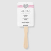 Pink Diamond Heart Wedding Program Fächer (Vorderseite)