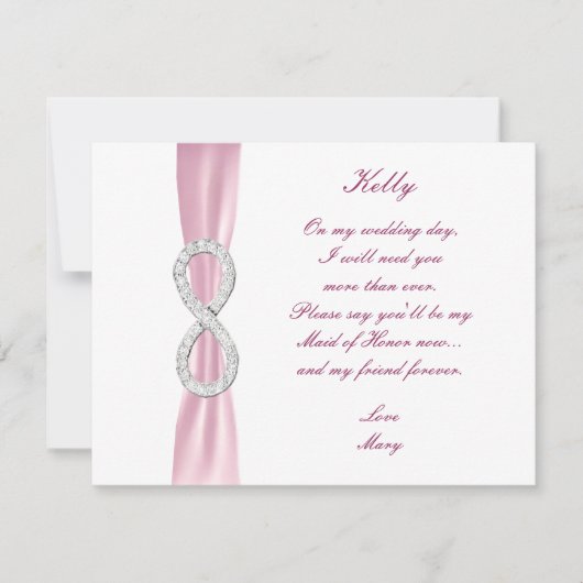Pink Diamond Infinity Wedding Trauzeugin Card Einladung (Vorderseite)
