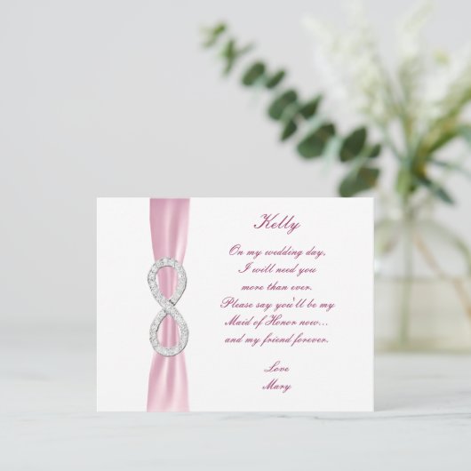 Pink Diamond Infinity Wedding Trauzeugin Card Einladung (Stehend Vorderseite)